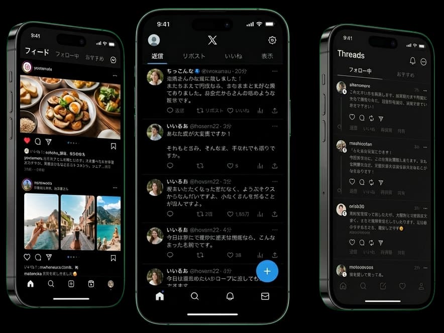 SNS投稿自動化のスマートフォン画面イメージ